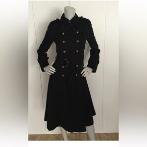 Hayden-Harnett Black Double-Breasted Trench Coat Size S